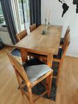 Barbord + 5 stolar i massiv ek