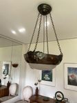 Jugend lampa i koppar och frostat glas