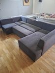 Modulsoffa i mörkgrått tyg