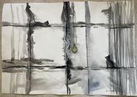 Handmålad akvarelltavla, 100 x 70 