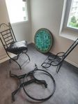 Nytt Marockansk mosaik bord 80 cm + stolar med läder puffar