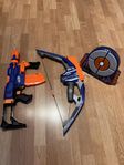 NERF blaster, pilbåge och måltavla