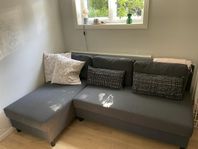 3-sits bäddsoffa med schäslong, Knisa mörkgrå
