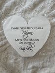 Prydnad, hjärta med text