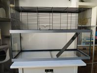Glasbur till gnagare med tillbehör 
