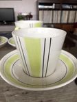 4 st Uppsala Ekeby ‘Trio-Lime’ tekoppar + fat