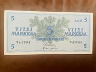 Finsk Sedel - 5 Markkaa