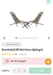 2 EcoChairs, 1 Lillipall, 2 nackkuddar, sittdynor och lyktor