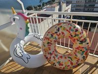 Upplåsbar stor badring unicorn & donut för vuxna.