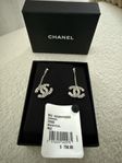 Baguette Crystal CC Drop Earrings Silver