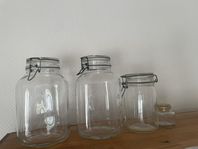 4 gamla konserveringsburkar, glas, 140 för alla! 3 liter mm