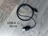 USB A to C , cable, 2 st , 50 cm