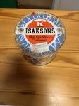 Gammal kaffeburk i plåt ”ISAKSONS”