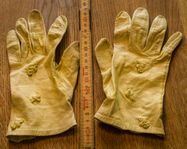 Vintage gula dam handskar i tunnaste skinnet, stl 6½ Fransk