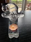 ljusstake tomte i glas för värmeljus
