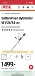 Batteridriven slytrimmer / röjsåg 18 V 26/34 cm