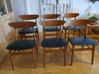 6 st Stolar Farstrup 210, 1960-tal, teak & bok