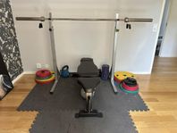 Gymleco Skivstång, vikter, bänk