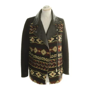 Zara snygg skinn brokad mönstrad svart blazer kappa jacka S