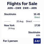 Flygbiljett till salu: Stockholm Arlanda - NYC T/R. FLIGHTS