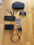 nintendo switch + mario kart och tillbehör