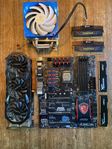 CPU - i7, Moderkort, GPU - GTX 980, 24gb RAM. Paketpris.