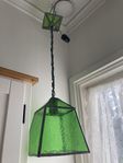 Fönsterlampa, grönt glas, blyinfattad