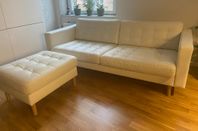 Skinnsoffa Landskrona inkl fotpall