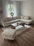 soffa med divan samt fotpall