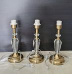 3st bordslampor i mässing/glas