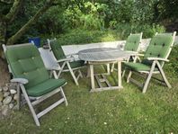 fyra positionsstolar i teak för uteplatsen: Garden-Pro
