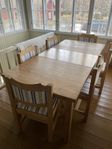 Matbord, furu med 6 st stolar
