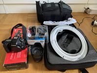 Canon 80D med linsen och utrustningar