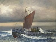 Stor oljemålning från västkusten. Nils Emil Lundström