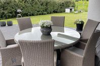 Utemöbler / Matgrupp – 6 positionsstolar + bord – 7000 
