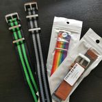 4 klockarmband 22mm.  3 natoband 1 läder nya