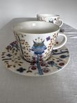 2 st Iittala Taika kaffekoppar med fat, porslin 0,3L
