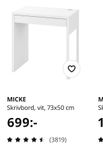 Micke - sktivbord IKEA samt hurts