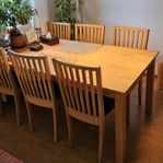 Matbord i ek med 6 st stolar