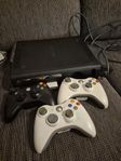 Xbox 360, 120GB, 3 dosor, samt 1 spel.