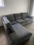 Grå divan velour soffa