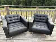 2 st LANDSKRONA svarta skinnfåtöljer 