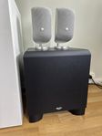 Ett par Bowen & Wilkins och Klipsch KSW10 subwoofer
