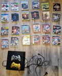 PS3 med 2 kontroller och 24 spel