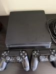PS4 Slim + 2 handkontroll