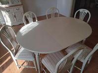 Matgrupp Bord med 6 Stolar Gustaviansk stil