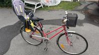 Damcykel m barnstol och korg