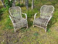 Rottingfåtöljer två inkl sittdynor