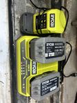 Ryobi 3 batterier + 2 laddare