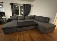 Ljusgrå bäddsoffa/ U- soffa